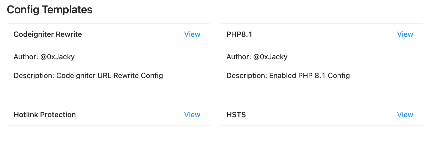 Config template list